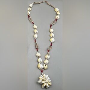 String Sea Shell Necklace with Cowrie Cluster Pendant